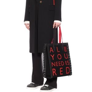 Christian Louboutin Black Cabalace Lace-up Leather-trimmed Printed Canvas Tote